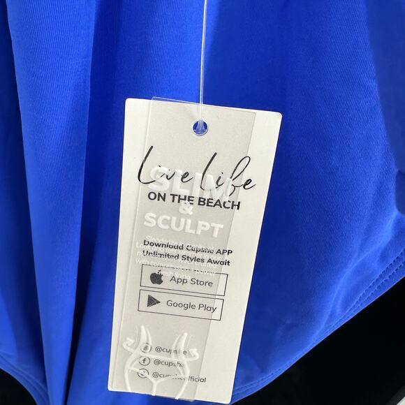 NEW Cupshe Royal Blue Square Neck Slim & Sculpt One Piece Swimsuit Sz Large - Picture 6 of 9